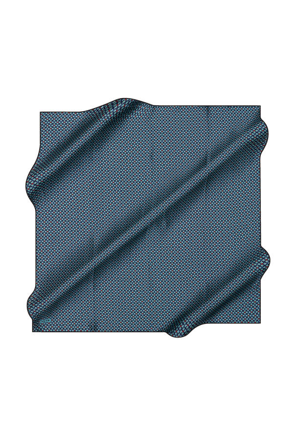 Koyu mavi 90X90 İpek Krep Saten Eşarp - 2