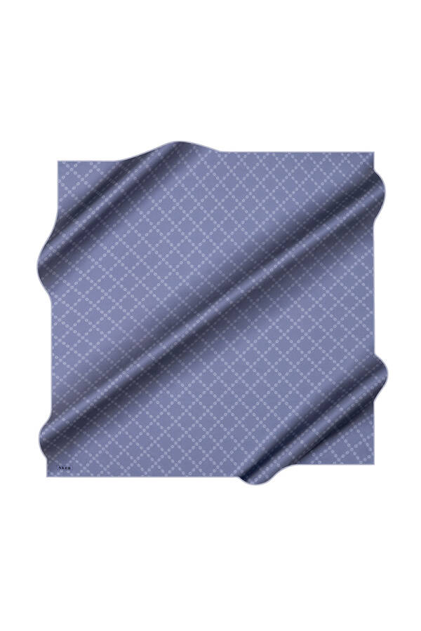 Koyu mavi 90X90 İpek Krep Saten Eşarp - 1