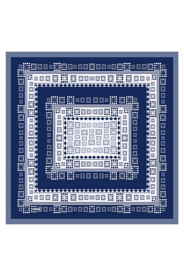 Koyu mavi 90X90 İpek Twill Eşarp - 1