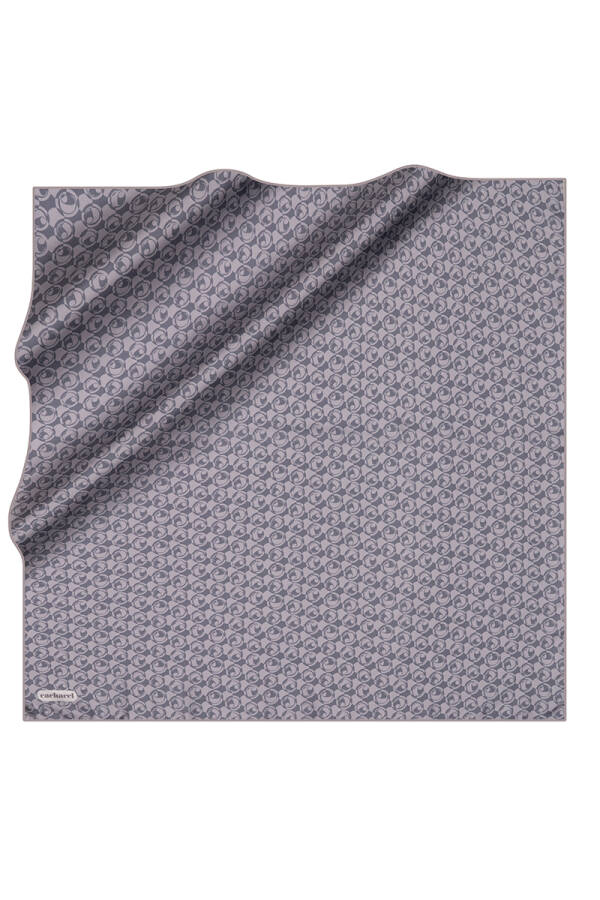 Koyu mavi 90X90 İpek Twill Eşarp - 1