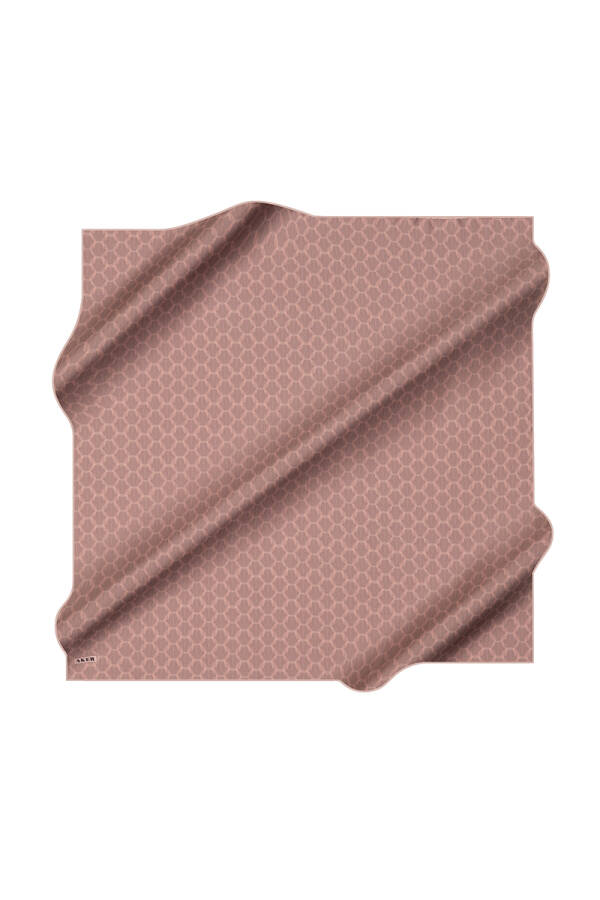 Koyu Pembe 90X90 İpek Krep Saten Eşarp - 1