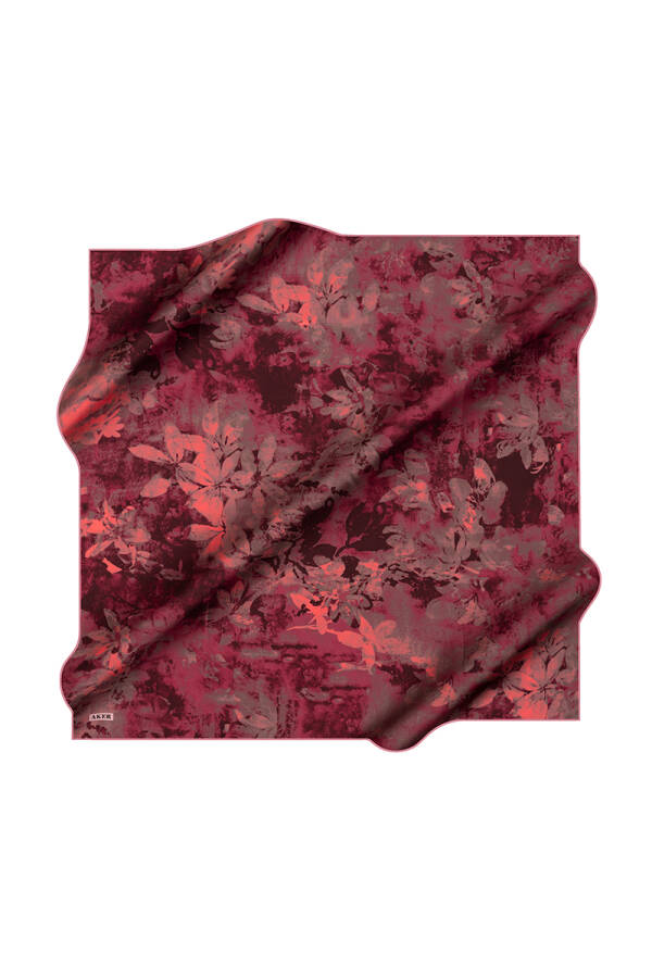 Koyu Pembe 90X90 İpek Krep Saten Eşarp - 1