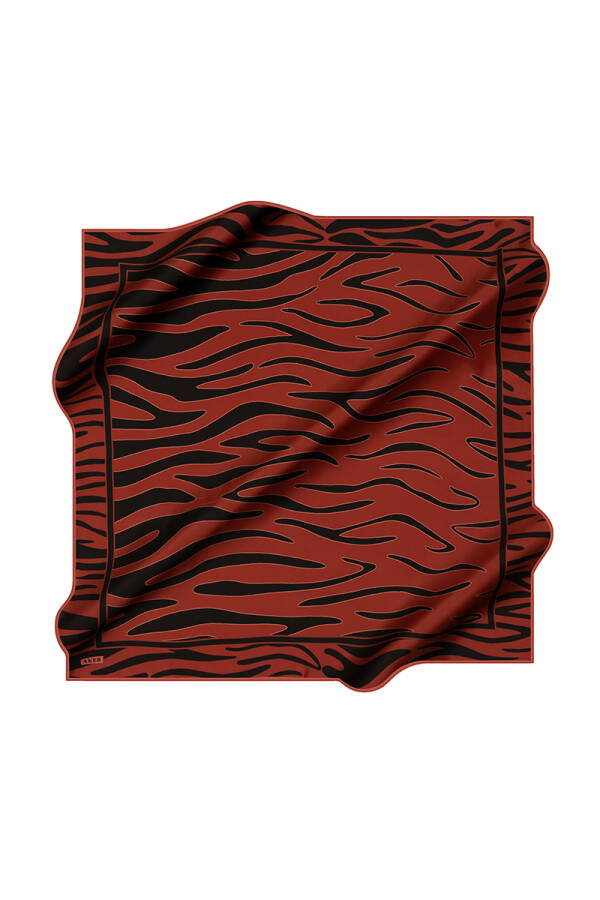 Koyu Turuncu 90X90 İpek Krep Saten Eşarp - 1