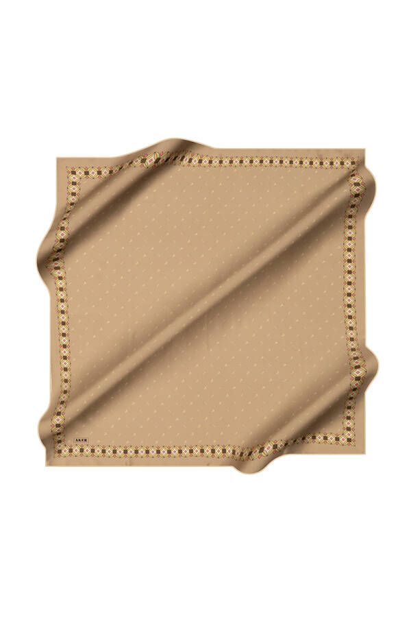 Koyu Yeşil 90X90 İpek Krep Saten Eşarp - 1