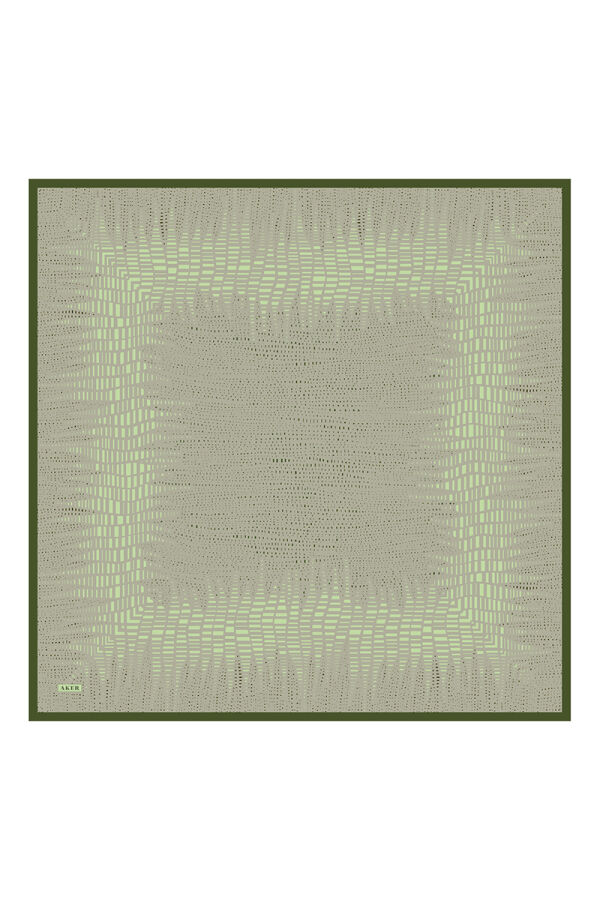 Koyu Yeşil 90X90 İpek Krep Saten Eşarp - Aker