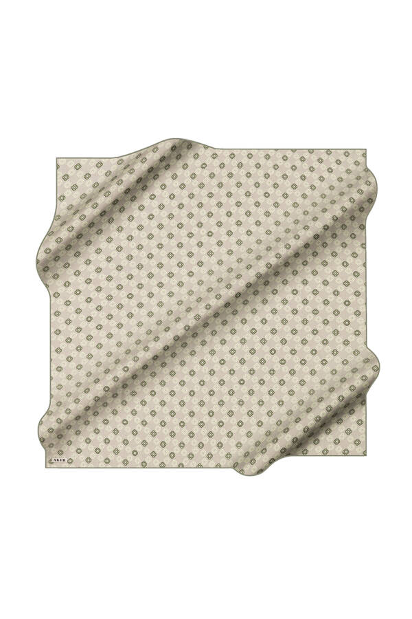Koyu Yeşil 90X90 İpek Krep Saten Eşarp - 1