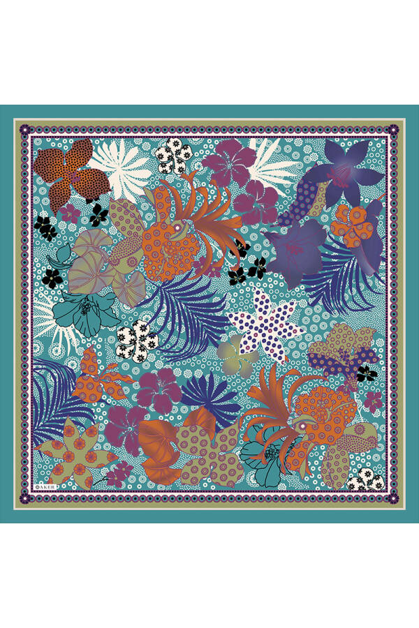 Çiçek Desenli Soft Touch Eşarp - Aker