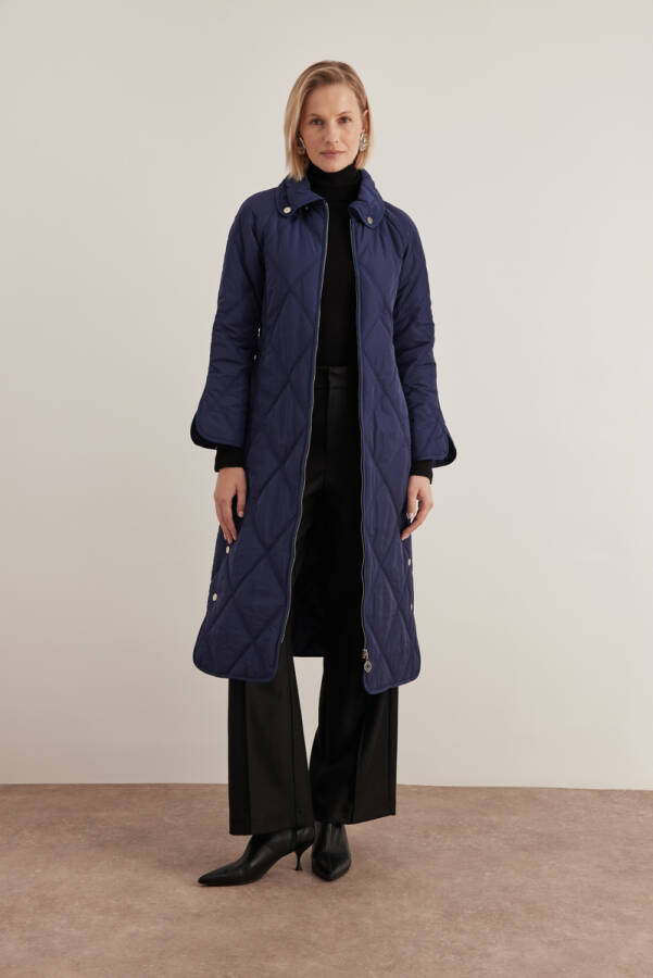 Lacivert 10083111 Gömlek Yaka Mont - Aker (1)