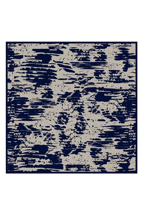 Lacivert 110X110 İpek Krep Saten Eşarp - Aker