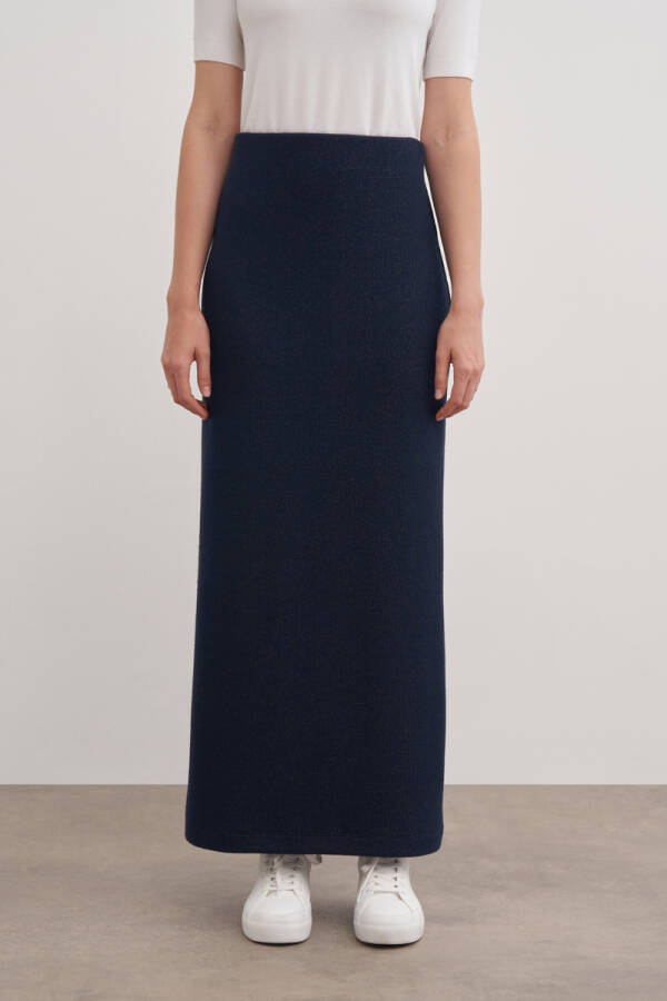 Lacivert Örme Simli Kalem Etek - Aker (1)