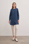Lacivert 15750111 Belden Büzgülü Düğmeli Tunik - 1