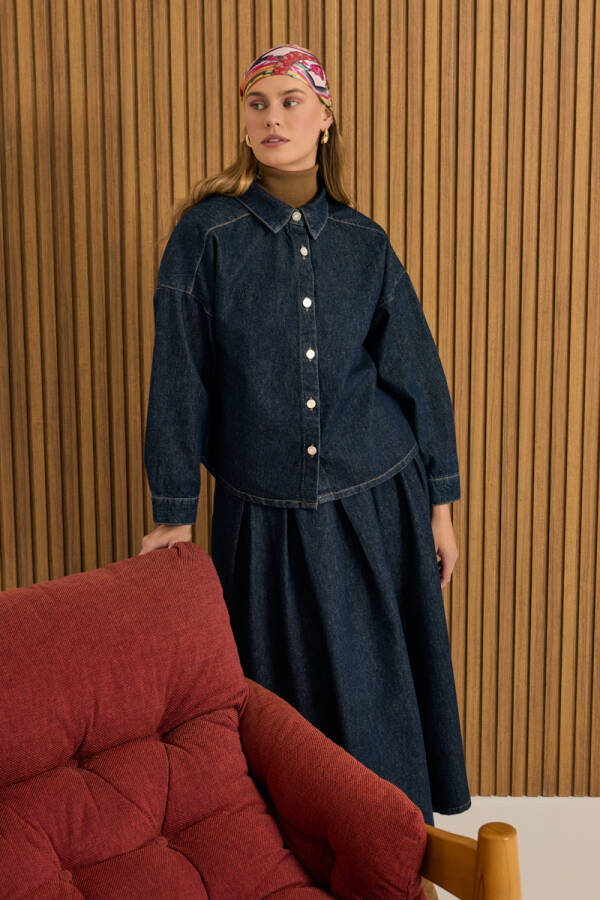 Lacivert Denim Gömlek - Aker