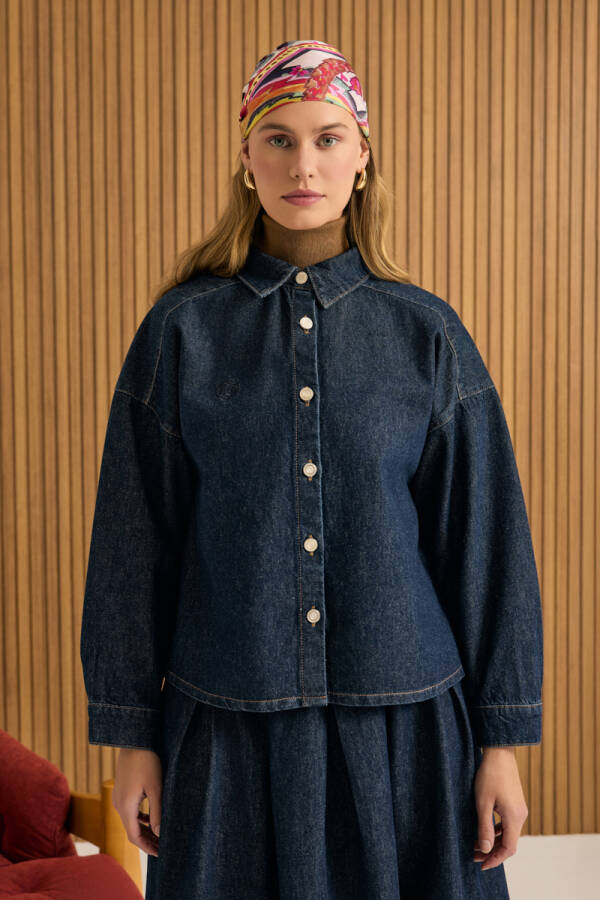 Lacivert Denim Gömlek - 4
