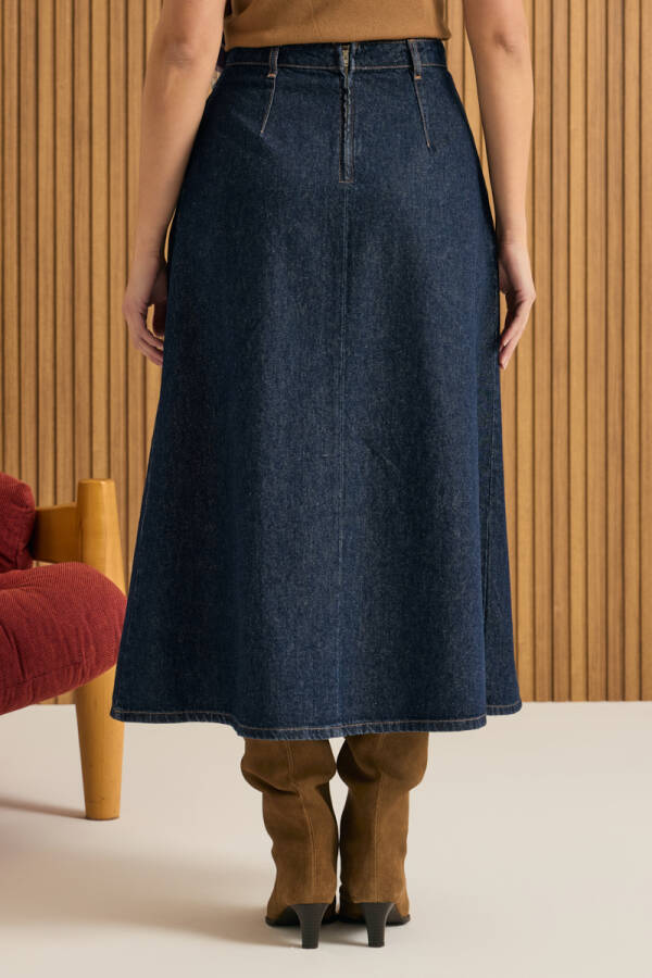 Lacivert Denim Etek - 7