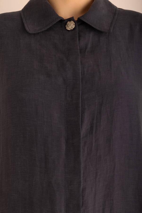 Lacivert Önden Düğmeli Ferace - 4