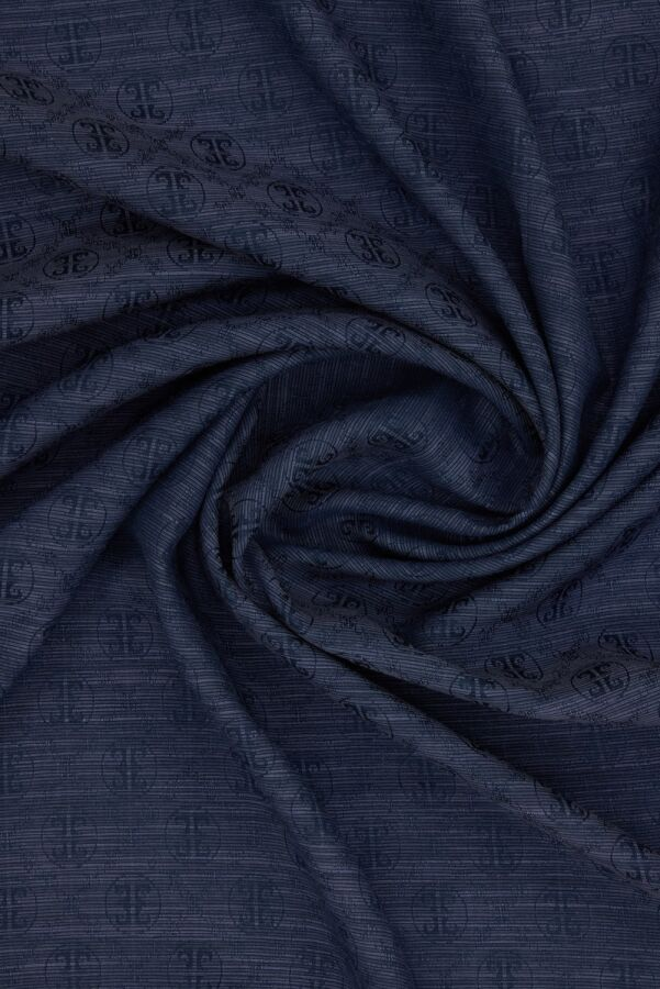 Lacivert 100X100 Pierre Cardın Logolu İpek Koton Jakar Eşarp - Pierre Cardin (1)