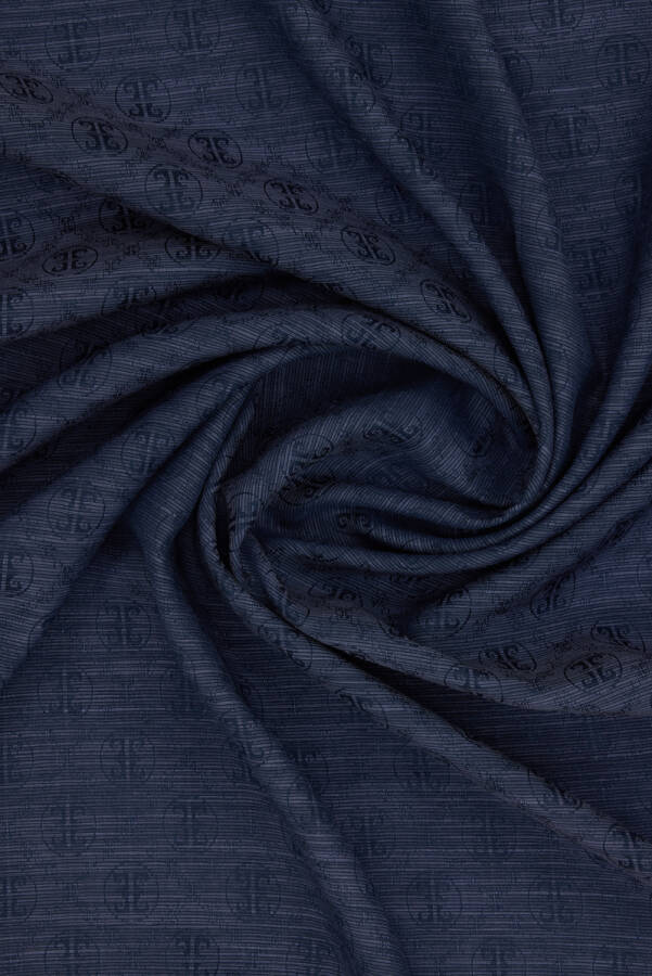 Lacivert 100X100 Pierre Cardın Logolu İpek Koton Jakar Eşarp - Pierre Cardin (1)