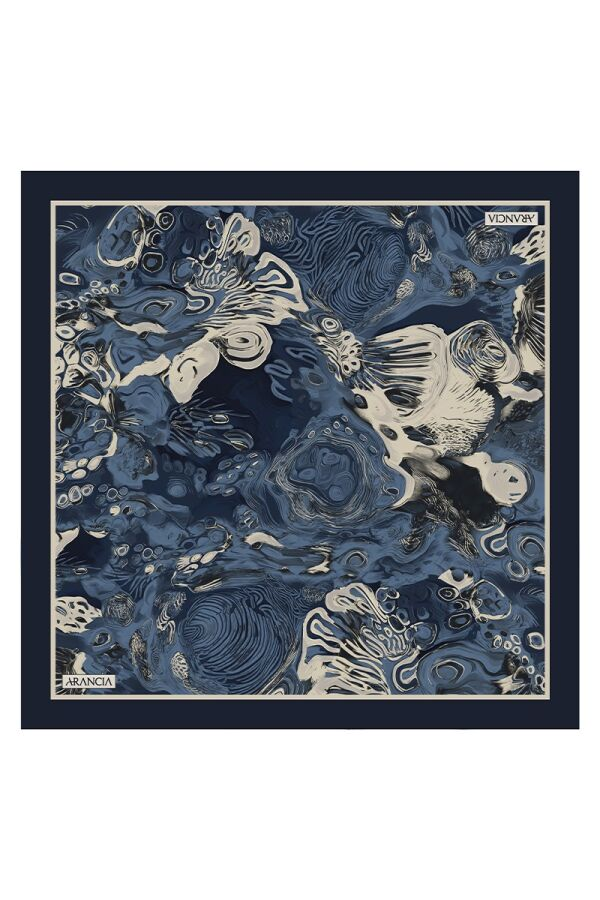 Lacivert 45 X 45 İpek Twill Fular - Arancia