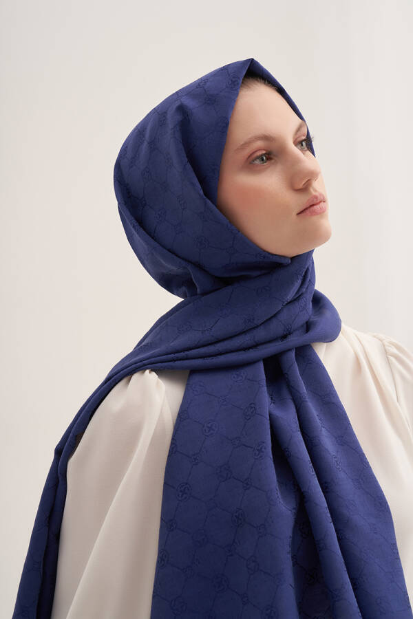 Lacivert 70X190 CM Koza Şal - 1