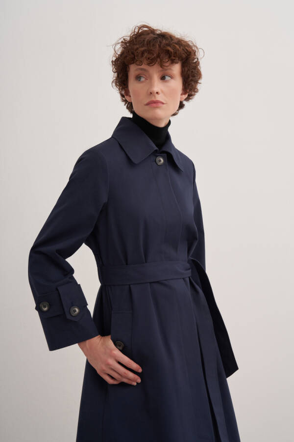 Lacivert 7174111 Rahat Kesim Trençkot - Aker (1)