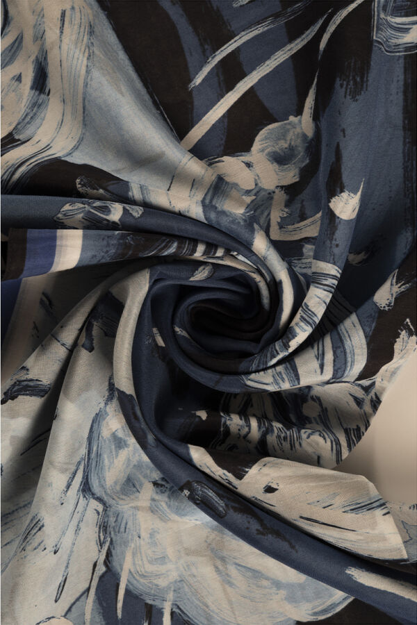 Lacivert 75X200 İpek Koton Şal - 2