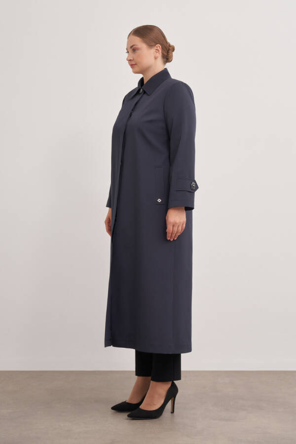 Lacivert 7647112 Çan Kesim Trençkot - Aker (1)