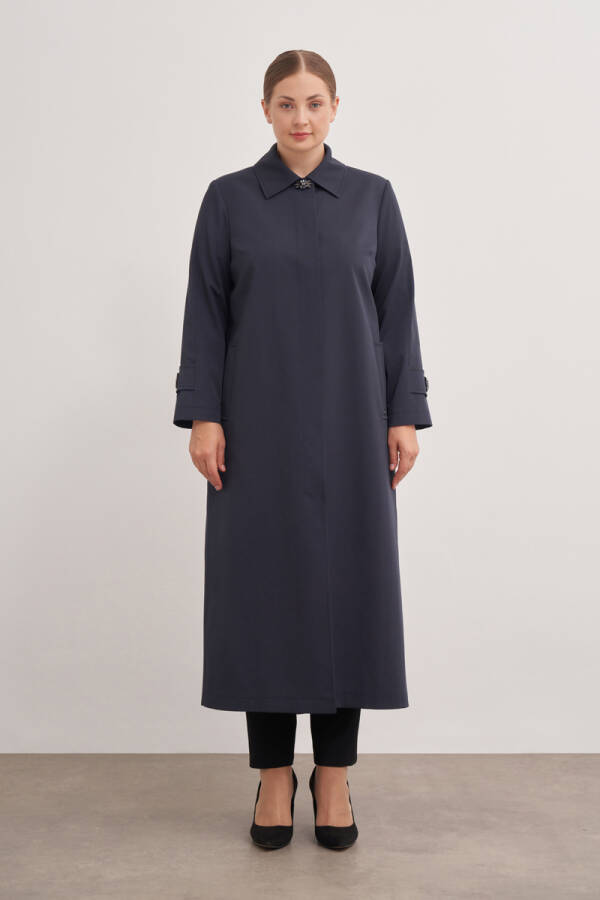 Lacivert 7647112 Çan Kesim Trençkot - Aker