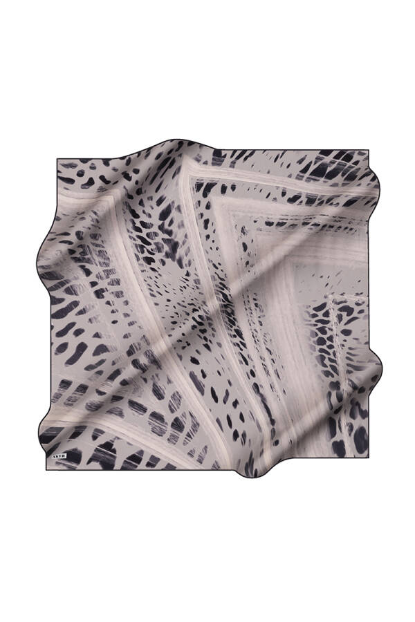 Lacivert 90X90 İpek Krep Saten Eşarp - 1