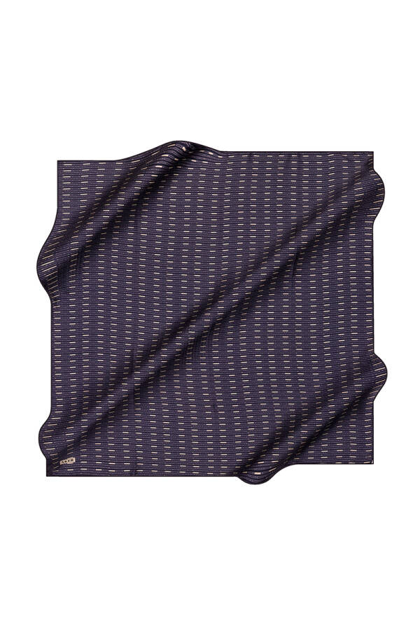 Lacivert 90X90 İpek Krep Saten Eşarp - 1