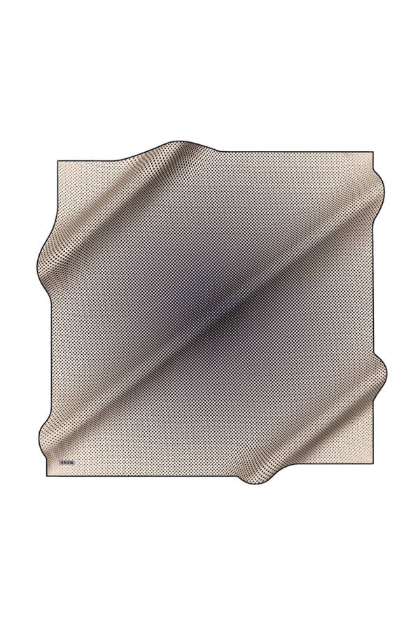 Lacivert 90X90 İpek Krep Saten Eşarp - 1