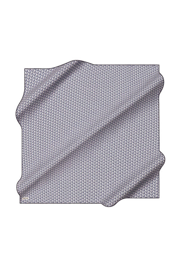 Lacivert 90X90 İpek Krep Saten Eşarp - 1
