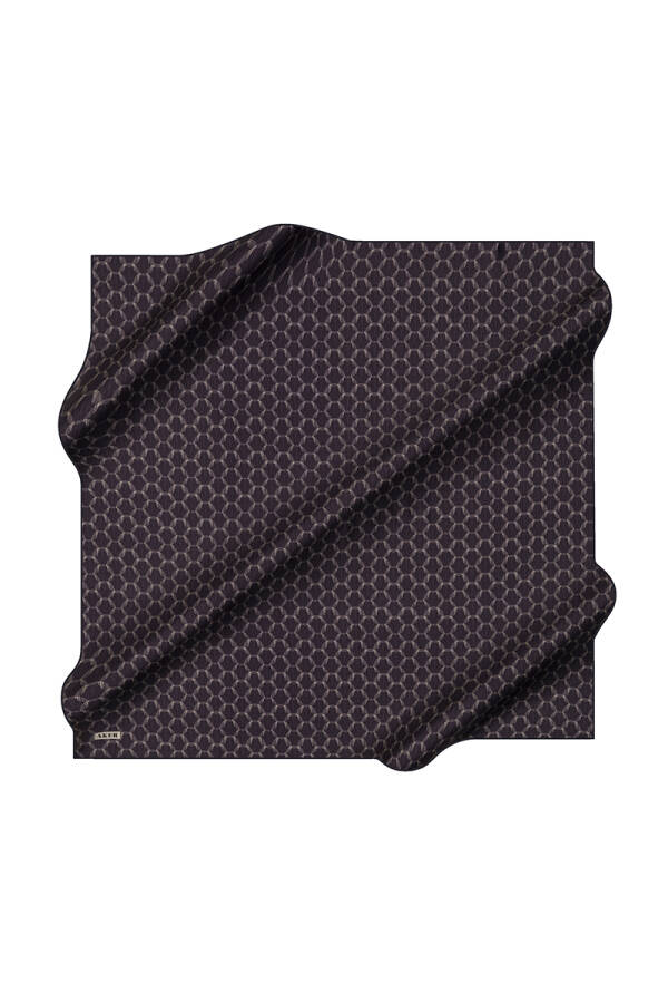 Lacivert 90X90 İpek Krep Saten Eşarp - 1