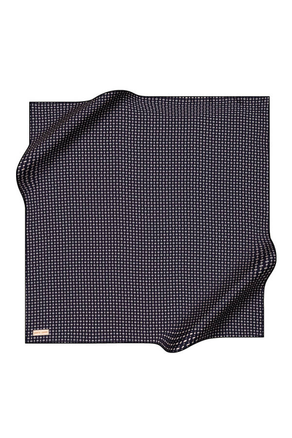 Lacivert 90X90 İpek Krep Saten Eşarp - 1