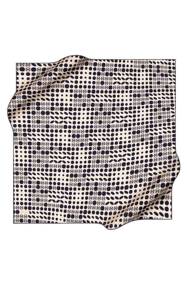 Lacivert 90X90 İpek Krep Saten Eşarp - 1