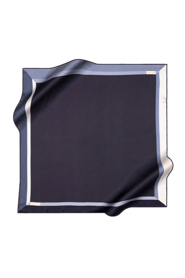 Lacivert 90X90 İpek Krep Saten Eşarp - 1