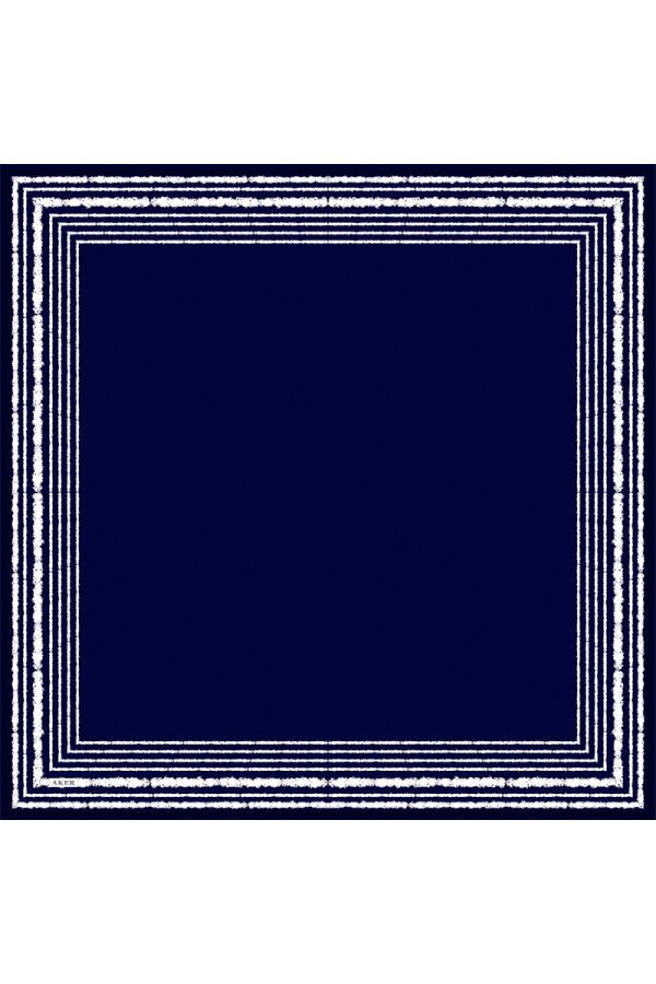 Lacivert 90X90 İpek Krep Saten Eşarp - 1