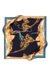 Lacivert 90X90 İpek Krep Saten Eşarp 
