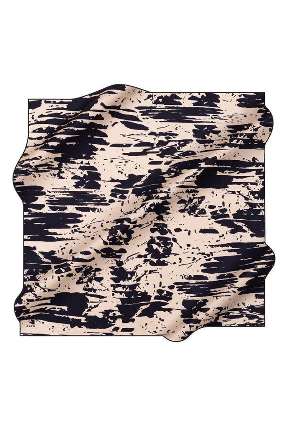 Lacivert 90X90 İpek Krep Saten Eşarp - 1