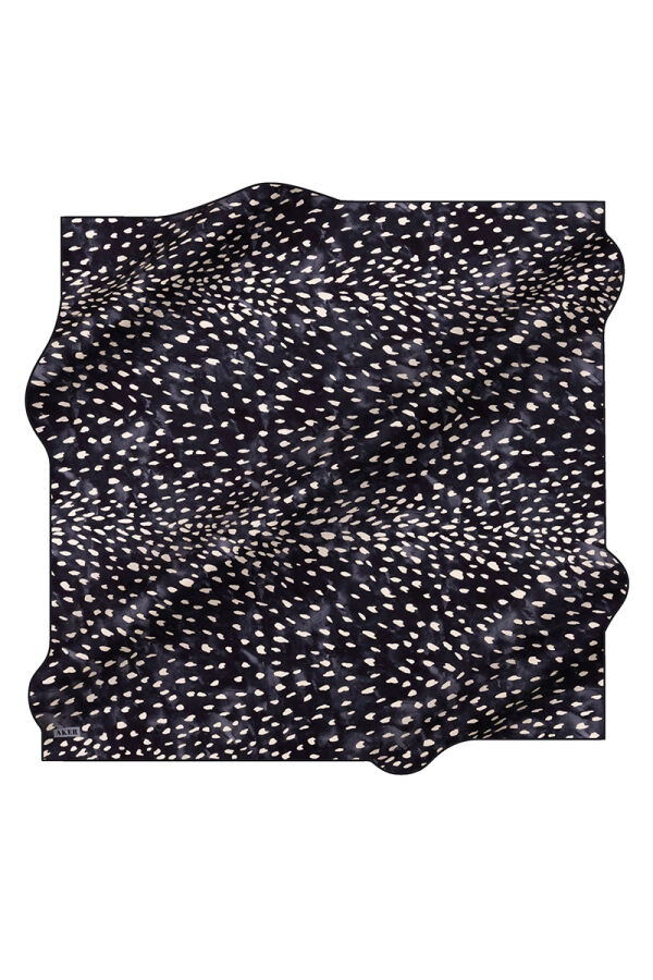 Lacivert 90X90 İpek Krep Saten Eşarp - 1