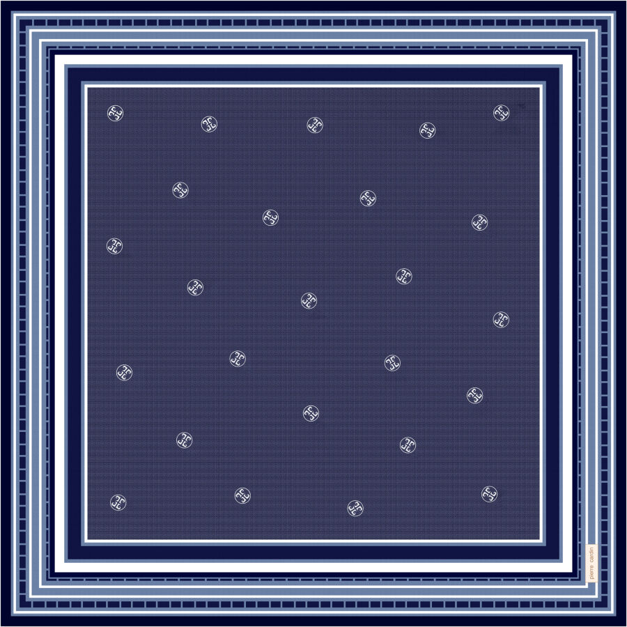 Lacivert 90X90 İpek Krep Saten Eşarp - 1