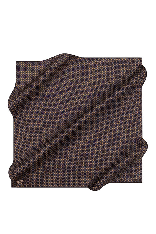 Lacivert 90X90 İpek Krep Saten Eşarp - 1