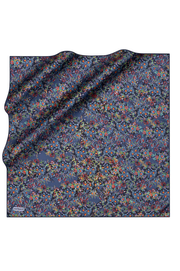 Lacivert 90X90 İpek Twill Eşarp - 1