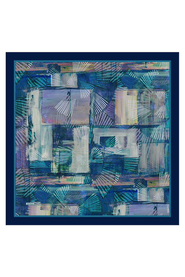 Lacivert 90X90 İpek Twill Eşarp - 1