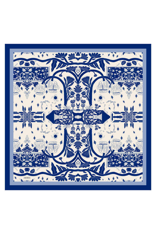 Lacivert 90X90 İpek Twill Eşarp - 1