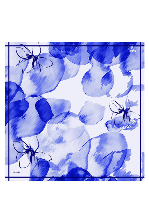 Lacivert 90X90 İpek Twill Eşarp - 1