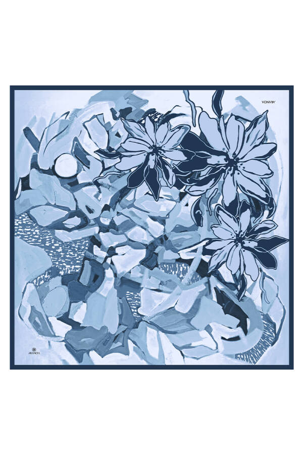 Lacivert 90X90 İpek Twill Eşarp - 1