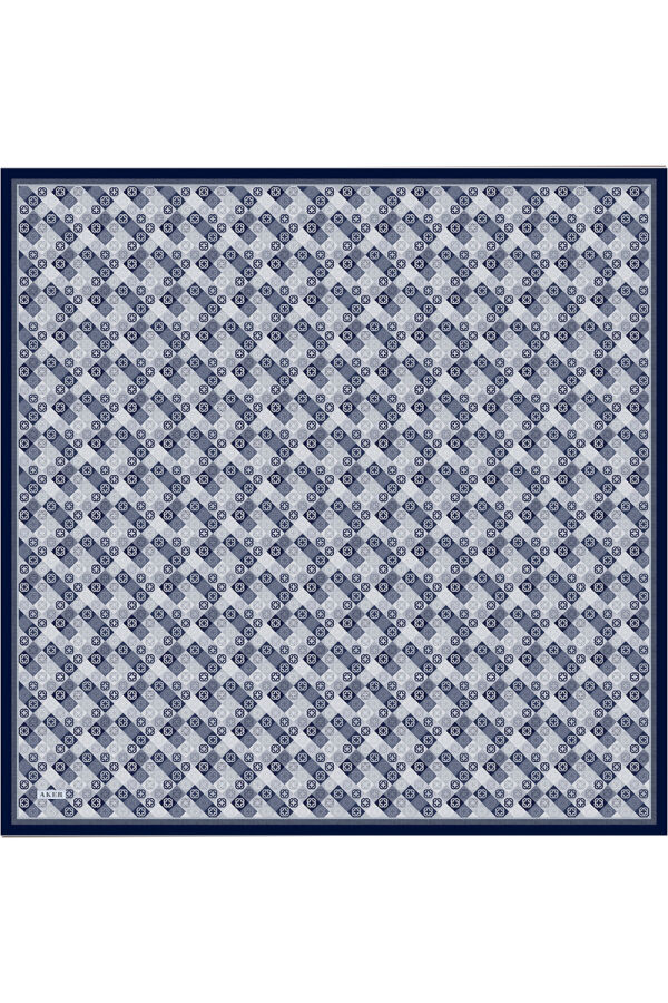 Lacivert 90X90 İpek Twill Eşarp - Aker