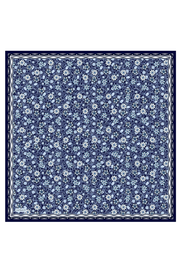 Lacivert 90X90 İpek Twill Eşarp - Cacharel