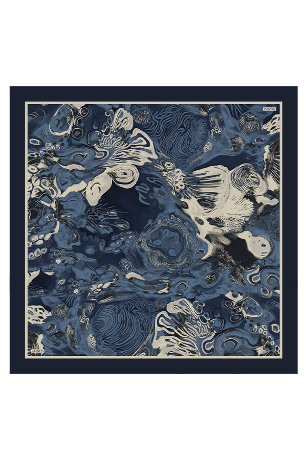 Lacivert 90X90 İpek Twill Eşarp - 1