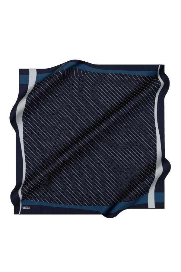 Lacivert 90X90 İpek Twill Eşarp - 1